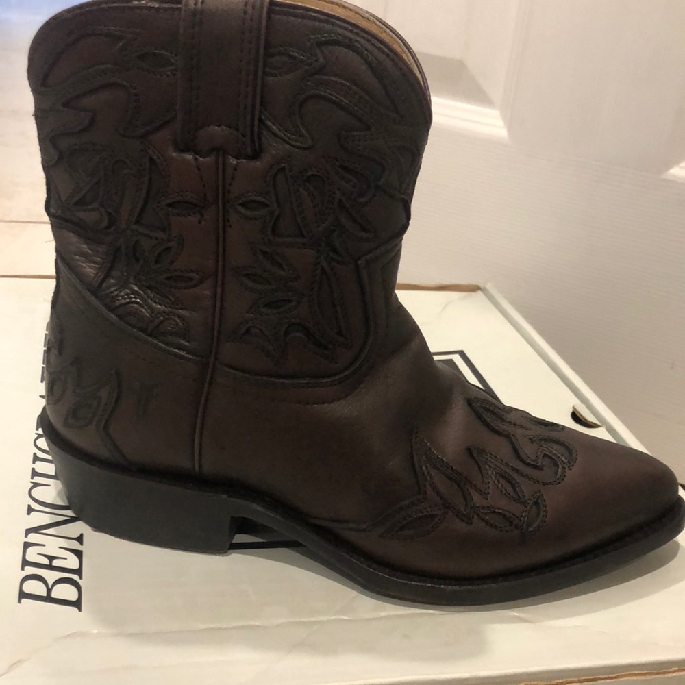 Brown Frye cowboy boots, only worn once in the house. Excellent condition